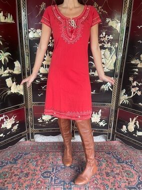 Vintage Betsey Johnson hand embroidered dress